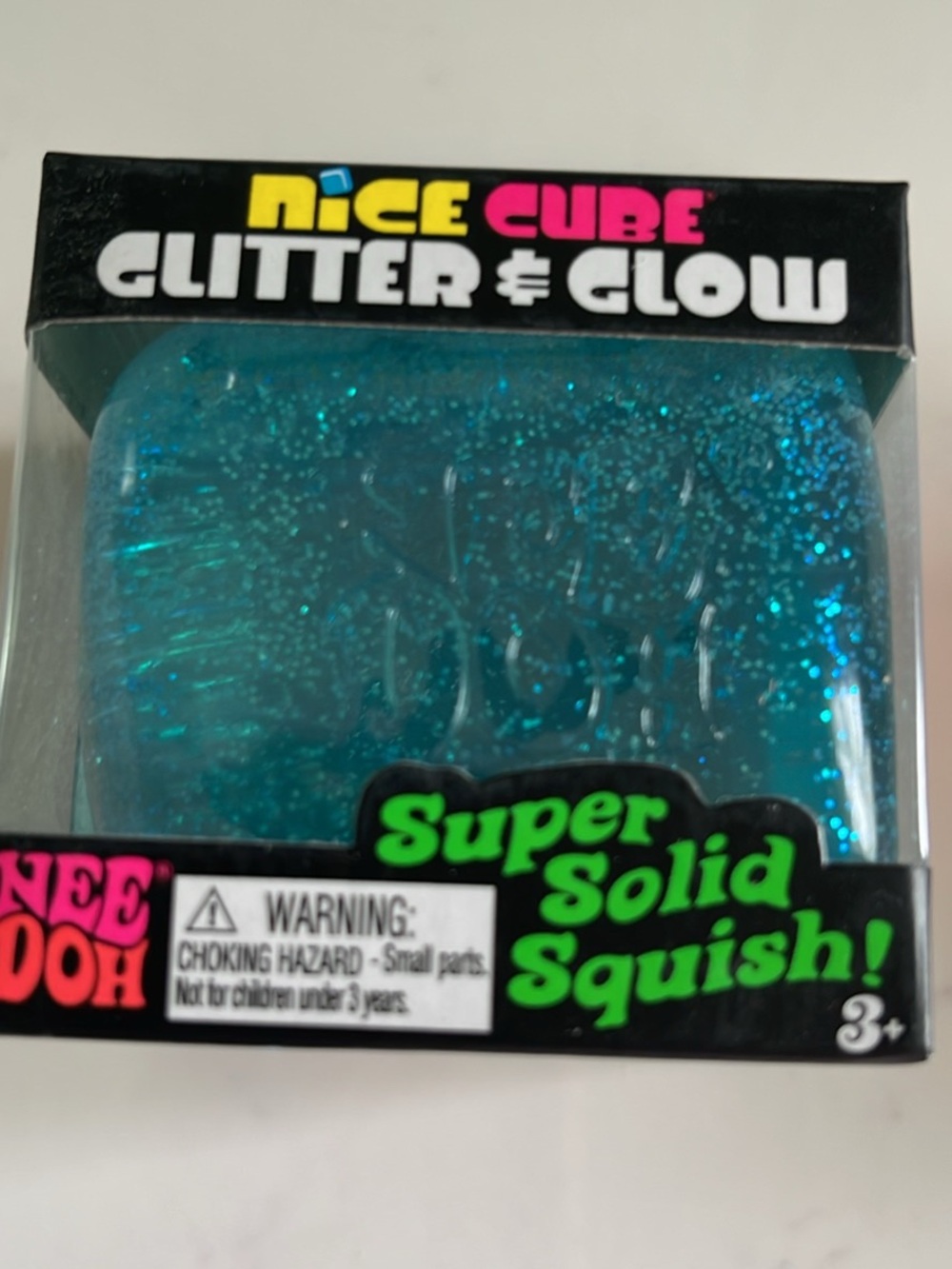 NeeDoh Nice Cube Glitter & Glow Squish -  blue